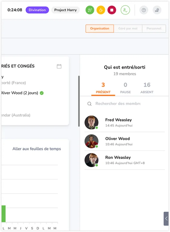 Widget de qui est entré/sorti